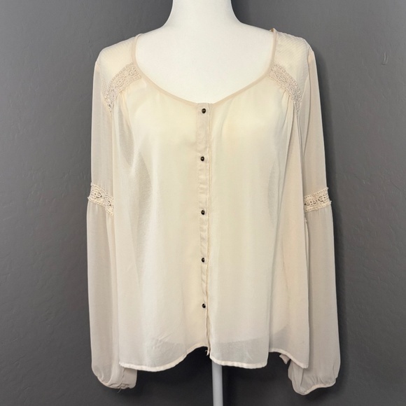 Eyeshadow Sheer Blouse Cream‎ XL - Picture 1 of 9